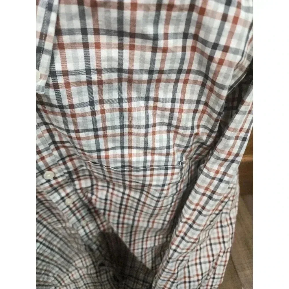 Collar Tales Mens Button Down Shirt size XL Slim Fit Plaid Brown Black Gray Whit - Picture 2 of 5